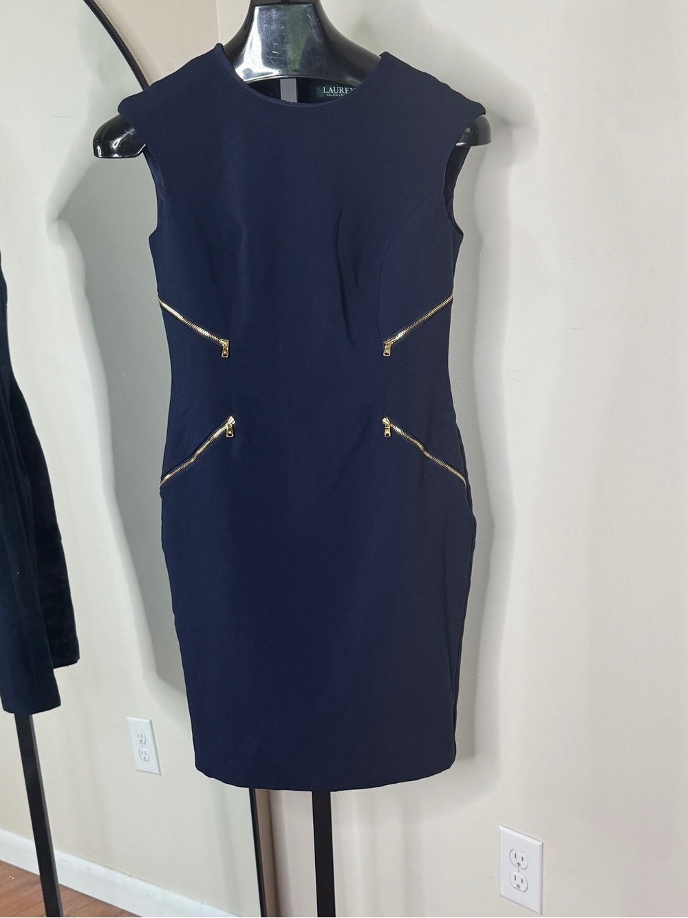 Lauren Ralph Lauren Zipper Accent Sheath Dress Navy Size 8